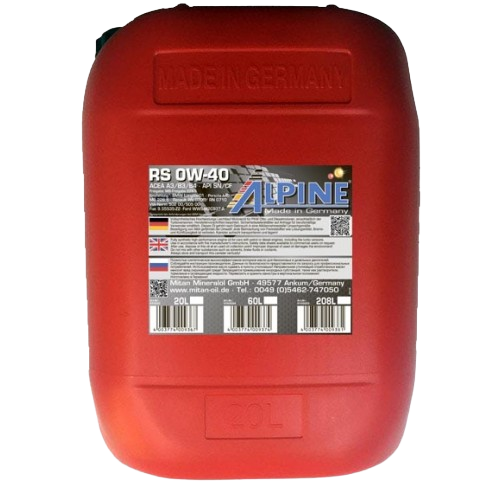 Моторное масло Alpine RS 0W-40, 20л