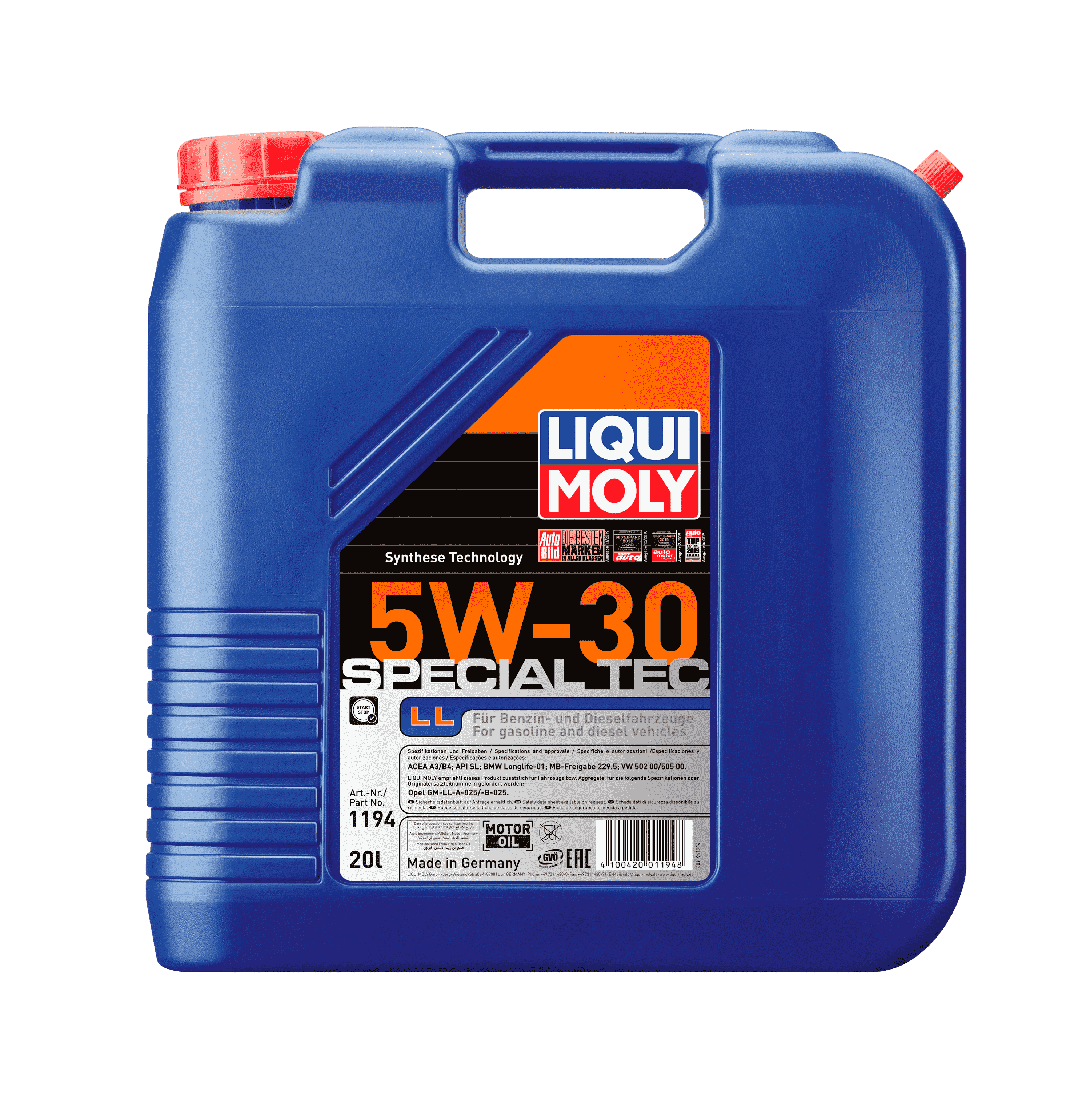 Моторное масло Liqui Moly Special Tec LL 5W-30, 20л