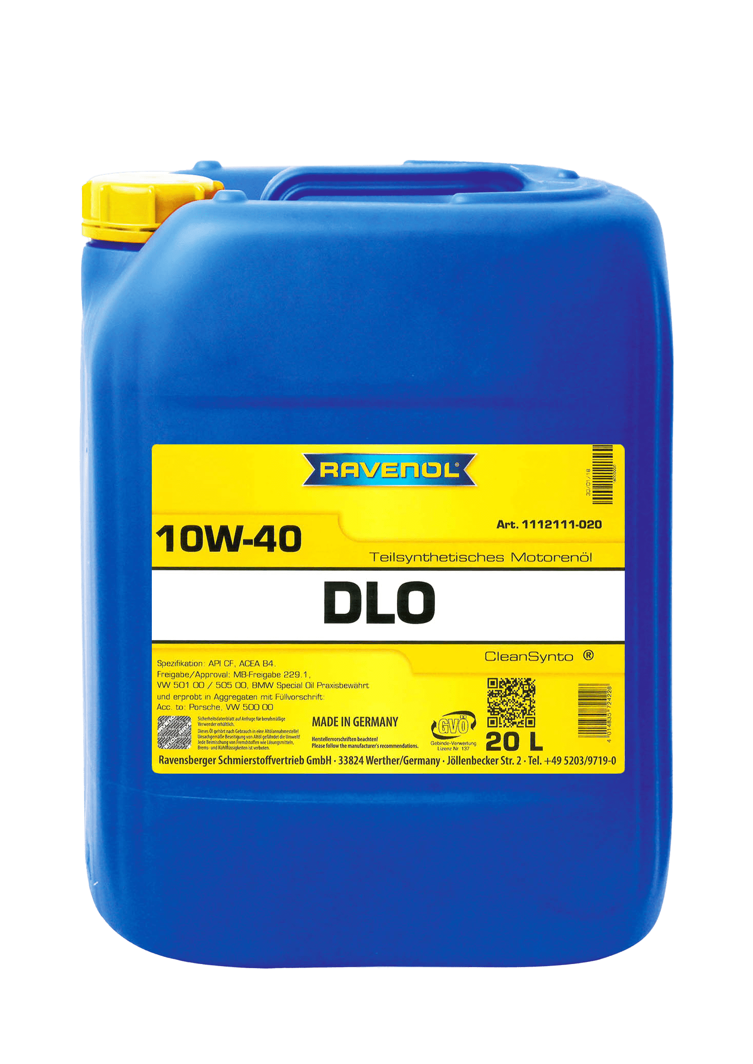 Моторное масло Ravenol DLO SAE 10W-40, 20л