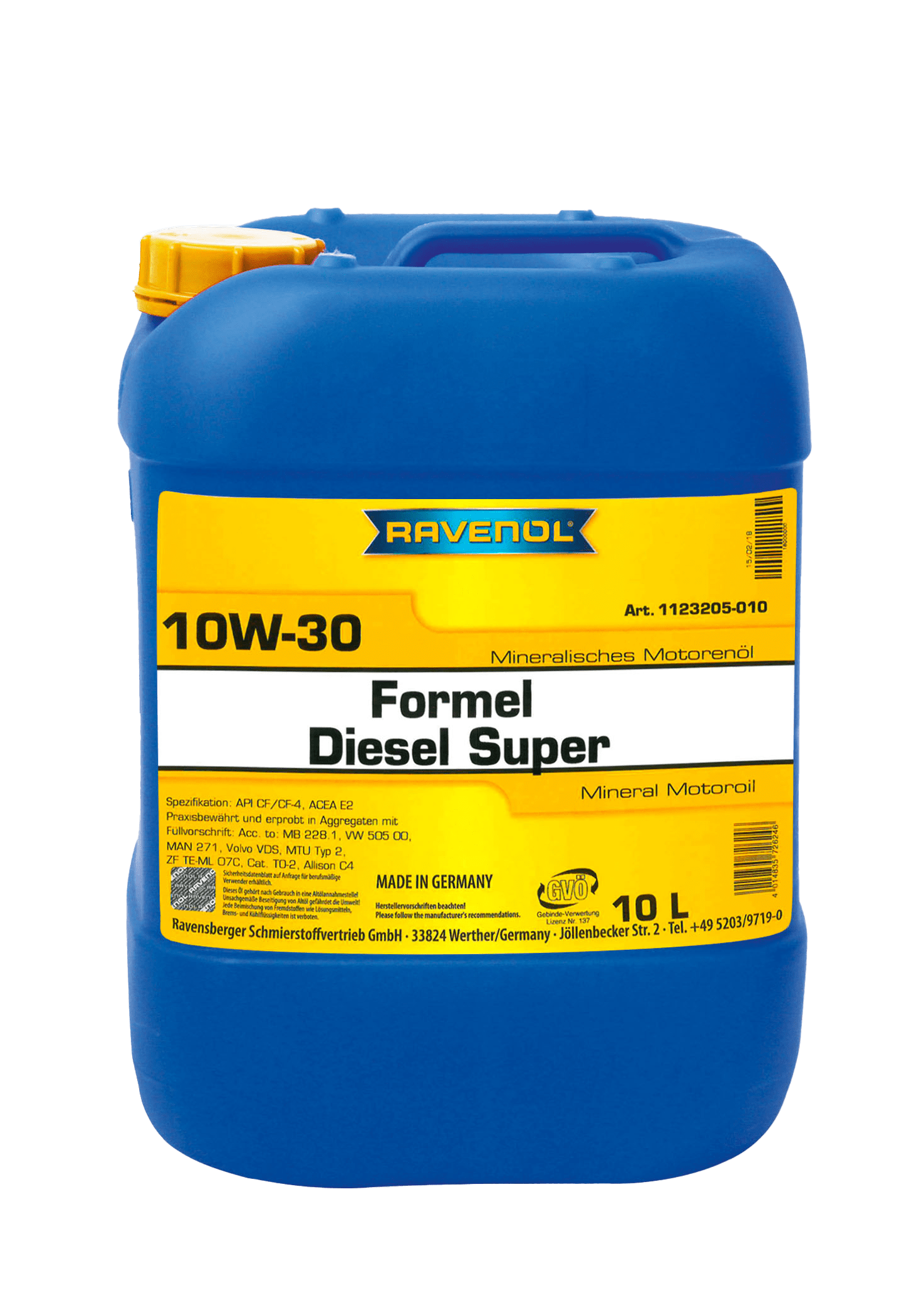 Моторное масло Ravenol Formel Diesel Super SAE 10W-30, 10л