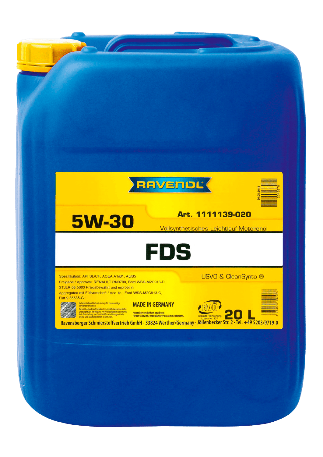 Моторное масло Ravenol FDS SAE 5W-30, 20л