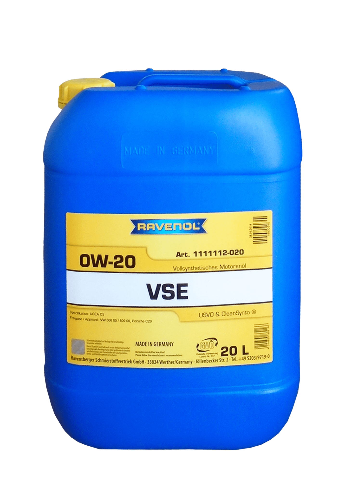 Моторное масло Ravenol VSE SAE 0W-20, 20л