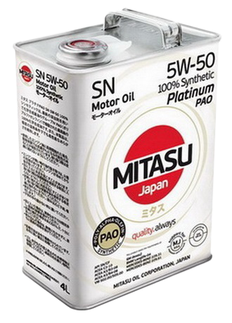 Моторное масло MITASU PLATINUM PAO SN 5W-50, 4л